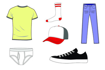 A set of casual mens clothing