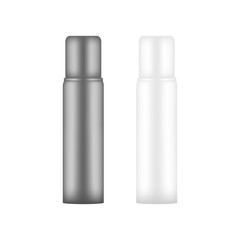 Blank realistic cosmetic bottle mockup on black and white