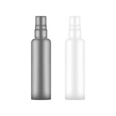 Blank realistic cosmetic bottle mockup on black and white