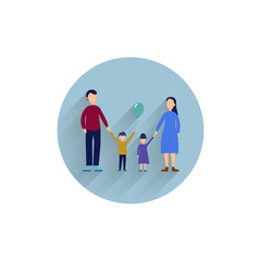parents with children colorful flat icon with long shadow. family flat icon