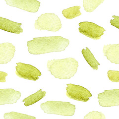 abstract green watercolor splashes seamless pattern on white background for fabric,textile,wrapping,branding,scrapbook paper,wallpaper,print