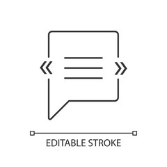 Chat bubble with angle quotes pixel perfect linear icon. Empty square box for direct speech. Thin line customizable illustration. Contour symbol. Vector isolated outline drawing. Editable stroke