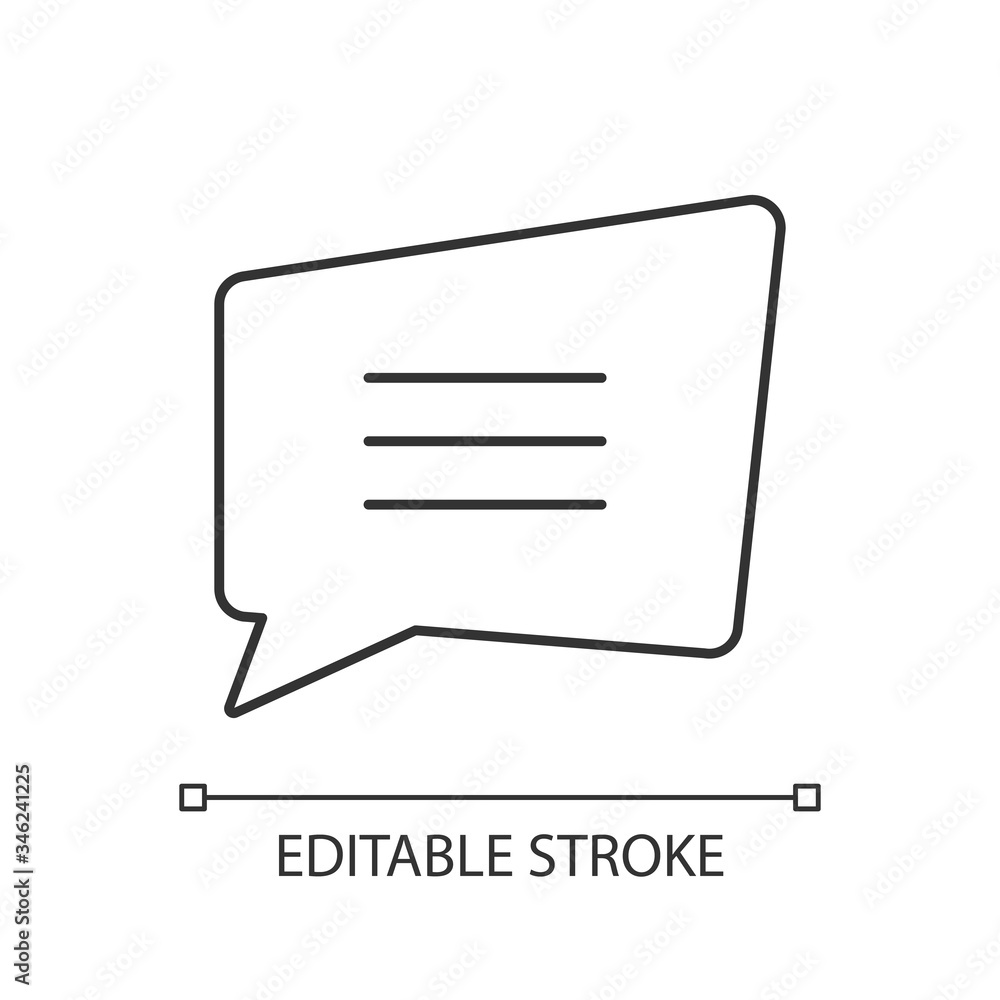 Poster comment box pixel perfect linear icon. empty chat cloud. notification box. speech bubble. thin line 