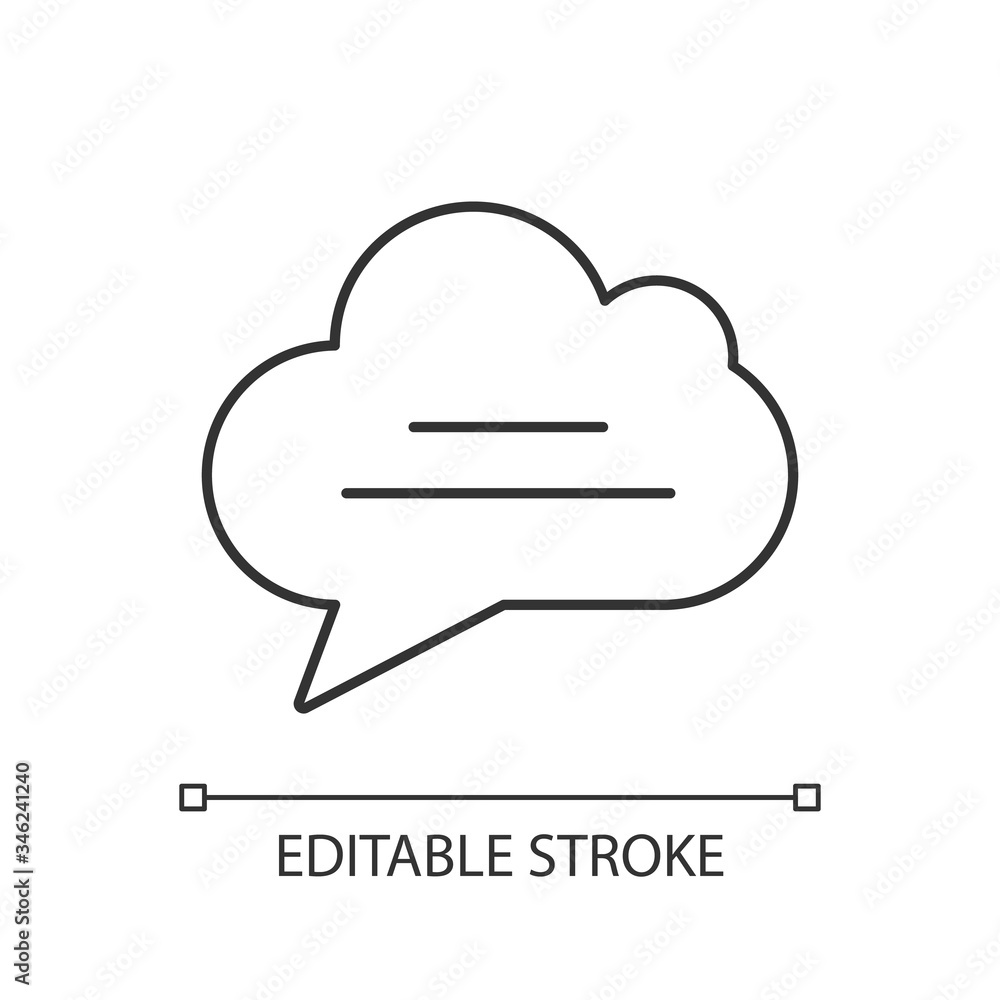 Poster chat cloud pixel perfect linear icon. empty speech bubble. blank thought balloon with text space. th