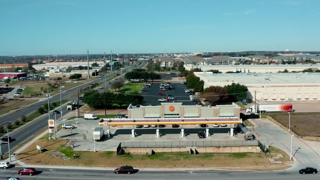 Suburban gas station and convenience store aerial