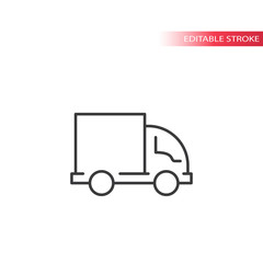 Delivery truck or lorry thin line vector icon. Editable stroke.