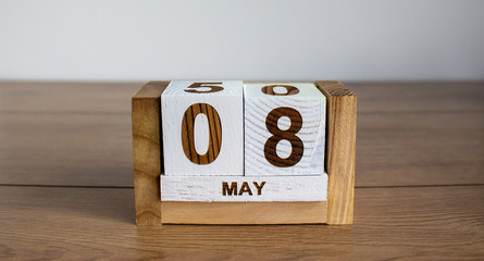 May 8 on the calendar. Victory Day. Calendar on a white background. The concept of the day of...