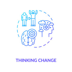 Thinking change concept icon. Personal improvement, emotional growth idea thin line illustration. Positivity, cognitive behavioral therapy. Vector isolated outline RGB color drawing