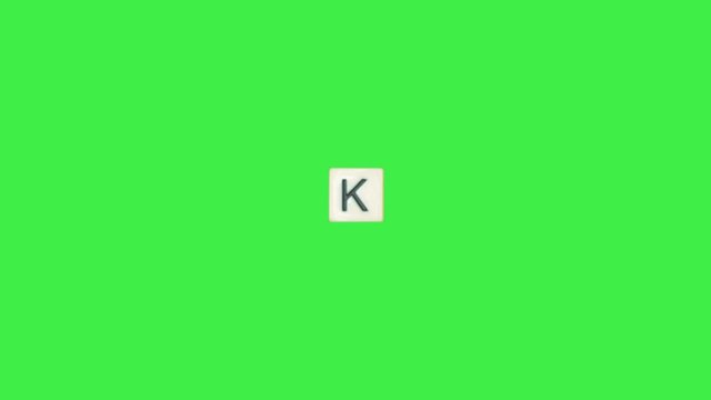 alphabet scrabble starting from A with green screen