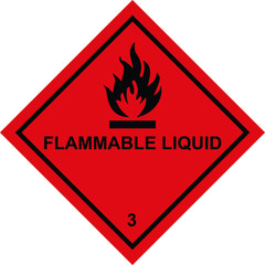 Flammable Liquids Warning Sign, warning symbol, Class 3 Hazard Warning Diamond Placard