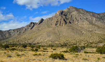 Big cumulus clouds in a mountain landscape in New Mexico