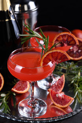 Bloody orange citrus champagne cocktail