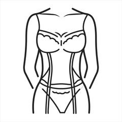 Corsage lingerie black line icon. The part of a woman s lingerie, covering the chest, back and sides. Pictogram for web page, mobile app, promo. UI UX GUI design element. Editable stroke.