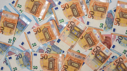 finance and economy concept - euro banknotes