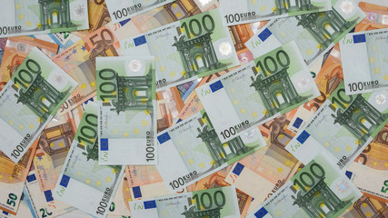 Obraz na płótnie Canvas finance and economy concept - euro banknotes