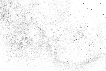 Distressed black texture. Dark grainy texture on white background. Dust overlay textured. Grain noise particles. Rusted white effect. Grunge design elements. Vector illustration, EPS 10.