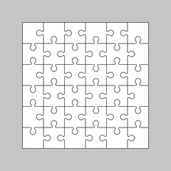 A set of white puzzles on a gray background. Simple vector illustration.