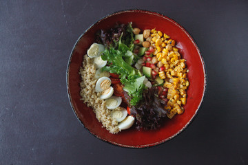 salad bowl with vegetables and quinoa