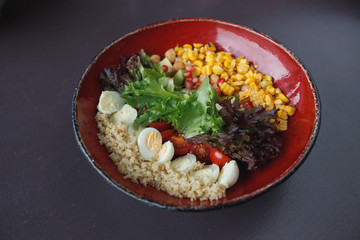 salad bowl with vegetables and quinoa