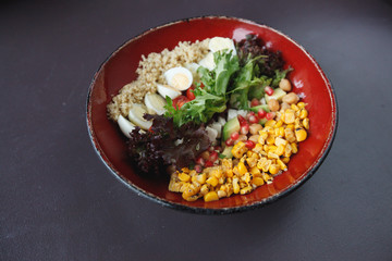 salad bowl with vegetables and quinoa