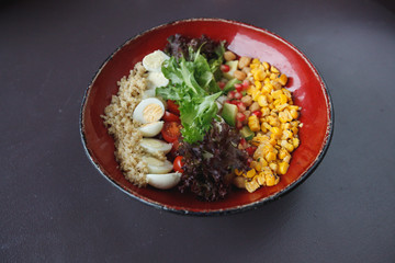 salad bowl with vegetables and quinoa