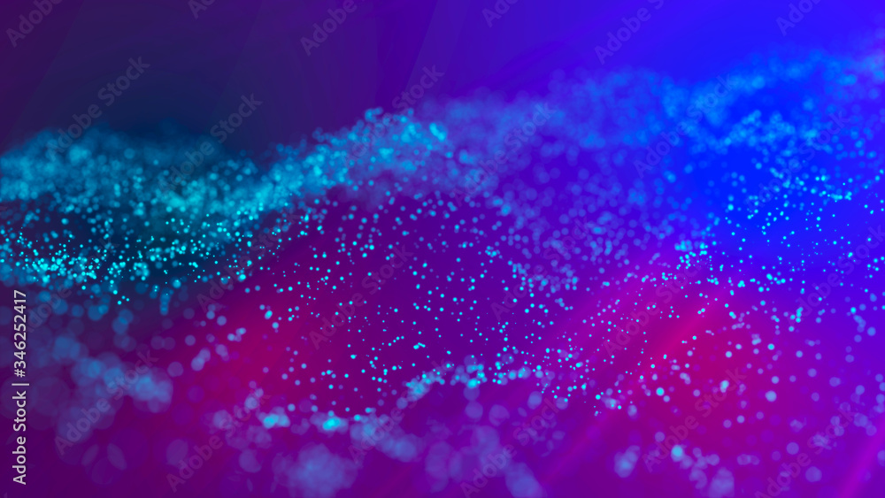 Aufkleber wave 3d. wave of particles. abstract blue geometric background. big data visualization. data technol