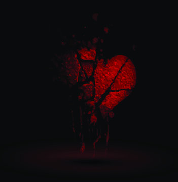 Red broken heart on the black background Stock Vector  Adobe Stock