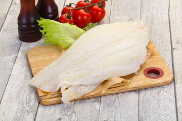 Raw halibut fillet