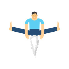 Big fart. Guy farting jumped. flatulence vector illustration