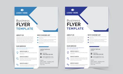 Blue color business flyer template set