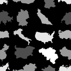 Map country set pattern seamless. USA and Germany. Austria and Australia, Turkey and China. Bulgaria and Switzerland. Vector background