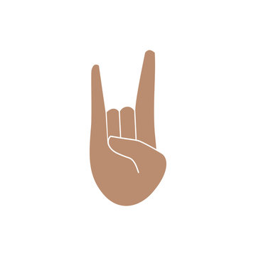 Hands gesture emoji, Sign of the Horns, rocker symbol. Isolated vector illustration