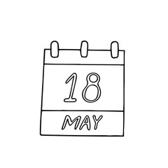 calendar hand drawn in doodle style. May 18. International Museum Day, Pink Panther, date. icon, sticker, element