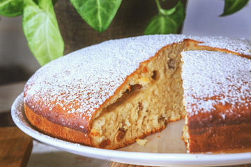a piece of diet cake on a brown plate
