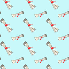 Seamless watercolor pattern on the theme of the sea, consisting of scrolls, maps . It can be used for printing on fabric or on paper, on a blue background