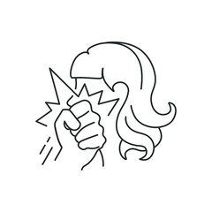 line icon, beating on the face