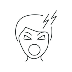 line icon, aggressive person who screams