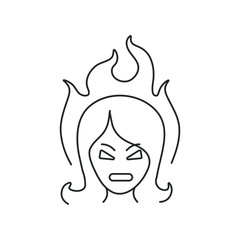 line icon, anger and rage, the man in flames