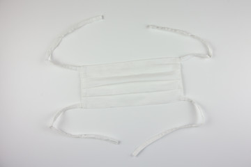Reusable white protective mask. Life during the epidemic. COVID-19