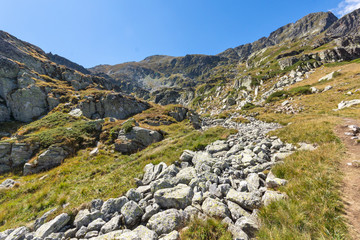 Fototapeta na wymiar Landscape from hiking trail for Malyovitsa peak, Rila Mountain