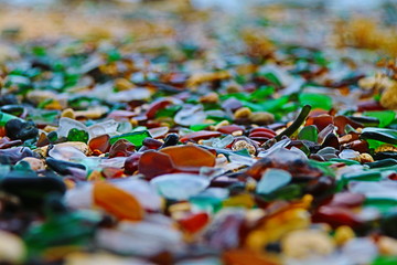 Sea glass on a beach in Bermuda