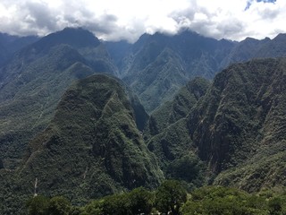 Beautiful panoramic view of famous mountains machu picchu peru, south america. Inca city, peruvian...