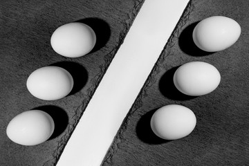 eggs black white photo white black background