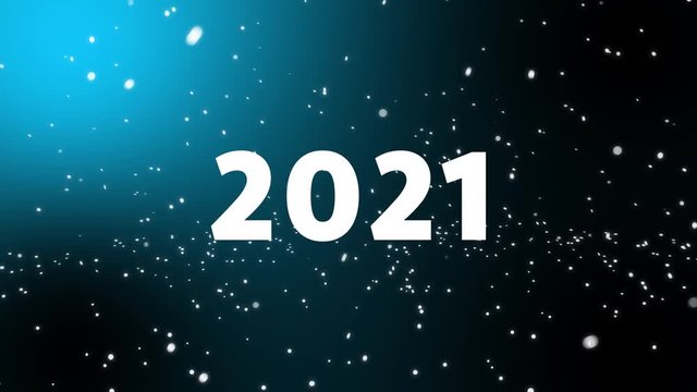 2021 New Year Concept, Lens Distortion Snow, falling snow isolated on black and blue background used for composing, motion graphics, Large and small snow snowflakes.