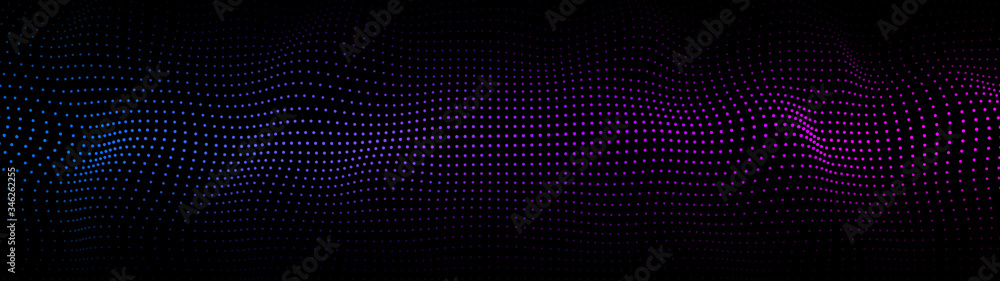 Aufkleber abstract gradient dynamic wave of particles. network of bright points or dots. big data. digital bac
