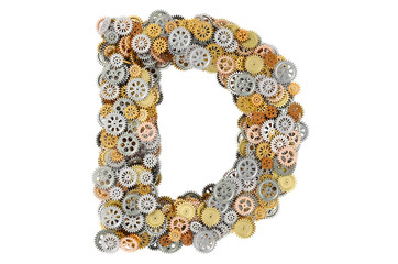 Obraz premium Letter D from cogwheels, 3D rendering
