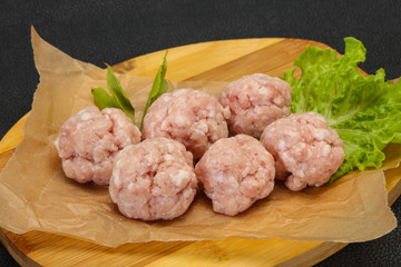 Homemade raw pork minced meatball for cooking