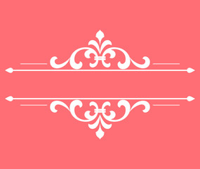 Vintage pink and white element. Graphic vector design. Damask graphic ornament