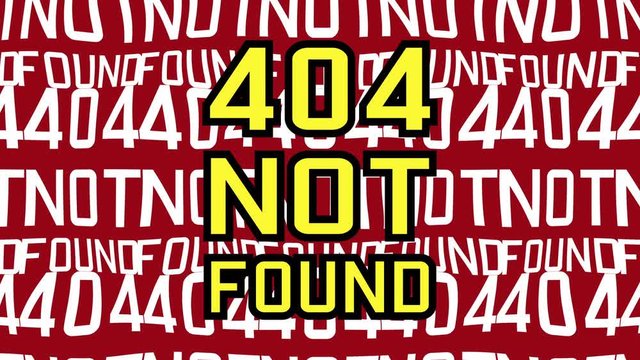 The text four-zero-four not found (a standard message for the web) appearing with a fade in, over a moving background puddle of characters. Elegant font.
