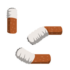 Cigarette butt. Set of trash, dirt and garbage. Small object. Cartoon flat illustration. Bad harmful habit of Smoking